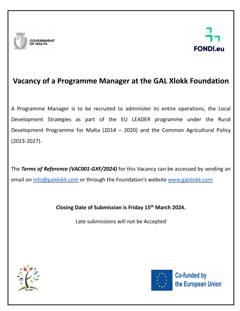 Vacancy - Programme Manager (VAC001-GXF/2024) 
